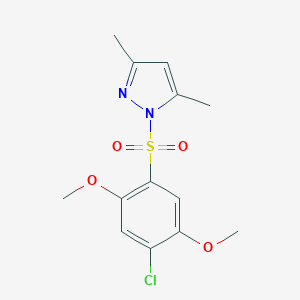 molecular formula C13H15ClN2O4S B351872 1-(4-Chloro-2,5-dimethoxy-benzenesulfonyl)-3,5-dimethyl-1H-pyrazole CAS No. 957312-35-5