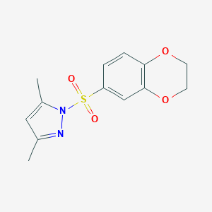 molecular formula C13H14N2O4S B351928 1-(2,3-dihydro-1,4-benzodioxin-6-ylsulfonyl)-3,5-dimethyl-1H-pyrazole CAS No. 957480-62-5