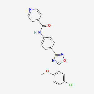 molecular formula C21H15ClN4O3 B3519444 N-{4-[5-(5-chloro-2-methoxyphenyl)-1,2,4-oxadiazol-3-yl]phenyl}isonicotinamide 