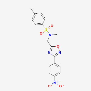 molecular formula C17H16N4O5S B3520268 N,4-dimethyl-N-{[3-(4-nitrophenyl)-1,2,4-oxadiazol-5-yl]methyl}benzenesulfonamide 