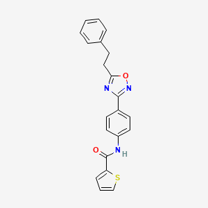 molecular formula C21H17N3O2S B3520431 N-{4-[5-(2-phenylethyl)-1,2,4-oxadiazol-3-yl]phenyl}-2-thiophenecarboxamide 