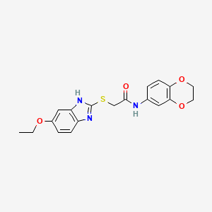 molecular formula C19H19N3O4S B3521062 N-(2,3-dihydro-1,4-benzodioxin-6-yl)-2-[(5-ethoxy-1H-benzimidazol-2-yl)thio]acetamide 