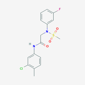 molecular formula C16H16ClFN2O3S B3521165 N-(3-chloro-4-methylphenyl)-N~2~-(3-fluorophenyl)-N~2~-(methylsulfonyl)glycinamide 