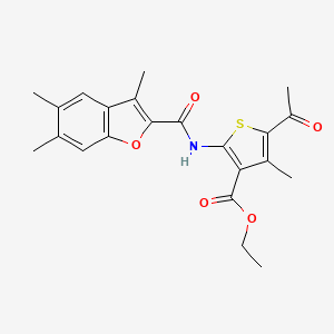 molecular formula C22H23NO5S B3521270 ethyl 5-acetyl-4-methyl-2-{[(3,5,6-trimethyl-1-benzofuran-2-yl)carbonyl]amino}-3-thiophenecarboxylate 