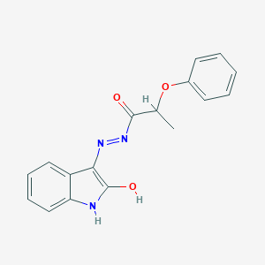 molecular formula C17H15N3O3 B352175 N'-[(3E)-2-oxo-1,2-dihydro-3H-indol-3-ylidene]-2-phenoxypropanehydrazide CAS No. 300586-83-8