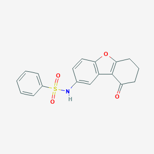 molecular formula C18H15NO4S B352242 N-(9-oxo-6,7,8,9-tetrahydrodibenzo[b,d]furan-2-yl)benzenesulfonamide CAS No. 406474-27-9