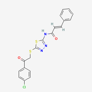 molecular formula C19H14ClN3O2S2 B3523248 (2E)-N-(5-{[2-(4-chlorophenyl)-2-oxoethyl]sulfanyl}-1,3,4-thiadiazol-2-yl)-3-phenylprop-2-enamide 
