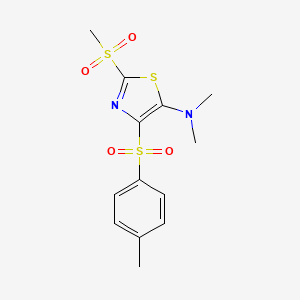 molecular formula C13H16N2O4S3 B3524140 N,N-dimethyl-4-[(4-methylphenyl)sulfonyl]-2-(methylsulfonyl)-1,3-thiazol-5-amine 