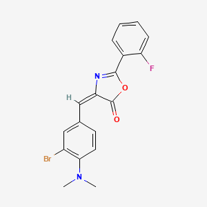 molecular formula C18H14BrFN2O2 B3524712 (4E)-4-[[3-bromo-4-(dimethylamino)phenyl]methylidene]-2-(2-fluorophenyl)-1,3-oxazol-5-one 