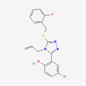 molecular formula C18H15BrFN3OS B3524764 2-{4-allyl-5-[(2-fluorobenzyl)thio]-4H-1,2,4-triazol-3-yl}-4-bromophenol 