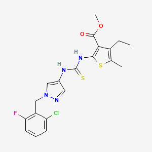 molecular formula C20H20ClFN4O2S2 B3524835 methyl 2-[({[1-(2-chloro-6-fluorobenzyl)-1H-pyrazol-4-yl]amino}carbonothioyl)amino]-4-ethyl-5-methyl-3-thiophenecarboxylate 