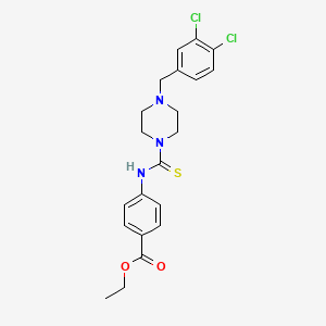 molecular formula C21H23Cl2N3O2S B3524848 ethyl 4-({[4-(3,4-dichlorobenzyl)-1-piperazinyl]carbonothioyl}amino)benzoate 