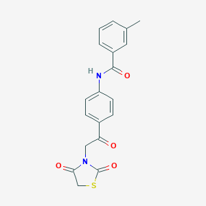 molecular formula C19H16N2O4S B352486 N-{4-[(2,4-dioxo-1,3-thiazolidin-3-yl)acetyl]phenyl}-3-methylbenzamide CAS No. 878990-00-2