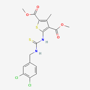 molecular formula C17H16Cl2N2O4S2 B3525160 dimethyl 5-({[(3,4-dichlorobenzyl)amino]carbonothioyl}amino)-3-methyl-2,4-thiophenedicarboxylate 