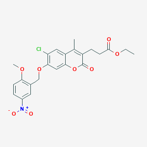 molecular formula C23H22ClNO8 B3525219 ETHYL 3-{6-CHLORO-7-[(2-METHOXY-5-NITROPHENYL)METHOXY]-4-METHYL-2-OXO-2H-CHROMEN-3-YL}PROPANOATE 