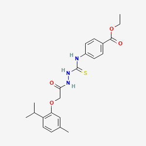 molecular formula C22H27N3O4S B3525457 ethyl 4-[({2-[(2-isopropyl-5-methylphenoxy)acetyl]hydrazino}carbonothioyl)amino]benzoate 