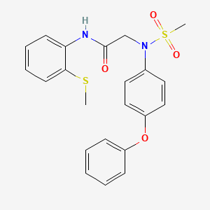 molecular formula C22H22N2O4S2 B3525727 N~2~-(methylsulfonyl)-N~1~-[2-(methylthio)phenyl]-N~2~-(4-phenoxyphenyl)glycinamide 