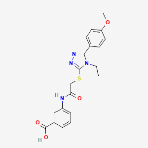 molecular formula C20H20N4O4S B3526008 3-[({[4-ethyl-5-(4-methoxyphenyl)-4H-1,2,4-triazol-3-yl]sulfanyl}acetyl)amino]benzoic acid 