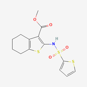 molecular formula C14H15NO4S3 B3526069 methyl 2-[(2-thienylsulfonyl)amino]-4,5,6,7-tetrahydro-1-benzothiophene-3-carboxylate 