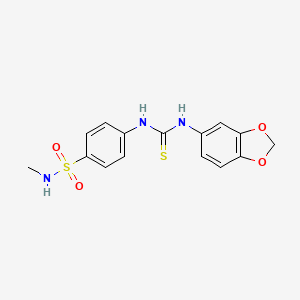 molecular formula C15H15N3O4S2 B3526111 4-(3-(Benzo[d][1,3]dioxol-5-yl)thioureido)-N-methylbenzenesulfonamide 
