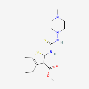 molecular formula C15H24N4O2S2 B3526131 methyl 4-ethyl-5-methyl-2-({[(4-methyl-1-piperazinyl)amino]carbonothioyl}amino)-3-thiophenecarboxylate 