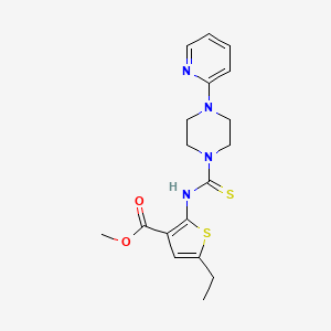 molecular formula C18H22N4O2S2 B3526146 methyl 5-ethyl-2-({[4-(2-pyridinyl)-1-piperazinyl]carbonothioyl}amino)-3-thiophenecarboxylate 