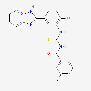 molecular formula C23H19ClN4OS B3526276 N-{[5-(1H-benzimidazol-2-yl)-2-chlorophenyl]carbamothioyl}-3,5-dimethylbenzamide 