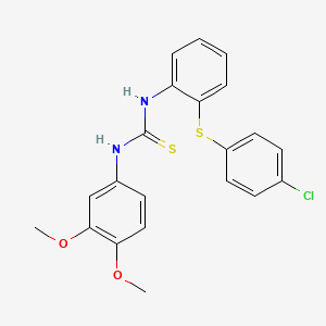 molecular formula C21H19ClN2O2S2 B3526401 N-{2-[(4-chlorophenyl)thio]phenyl}-N'-(3,4-dimethoxyphenyl)thiourea 