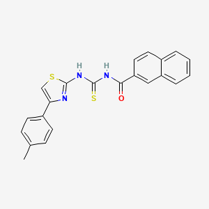 molecular formula C22H17N3OS2 B3526422 N-{[4-(4-methylphenyl)-1,3-thiazol-2-yl]carbamothioyl}naphthalene-2-carboxamide 