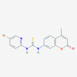 molecular formula C16H12BrN3O2S B3526424 N-(5-bromo-2-pyridinyl)-N'-(4-methyl-2-oxo-2H-chromen-7-yl)thiourea 
