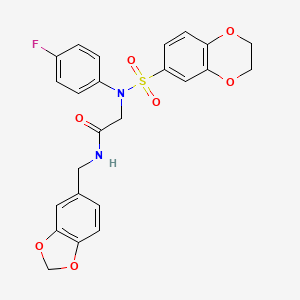 molecular formula C24H21FN2O7S B3526510 N-(1,3-benzodioxol-5-ylmethyl)-N~2~-(2,3-dihydro-1,4-benzodioxin-6-ylsulfonyl)-N~2~-(4-fluorophenyl)glycinamide 