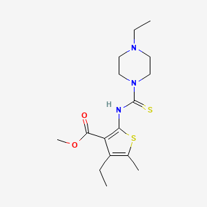 molecular formula C16H25N3O2S2 B3526535 methyl 4-ethyl-2-{[(4-ethyl-1-piperazinyl)carbonothioyl]amino}-5-methyl-3-thiophenecarboxylate 