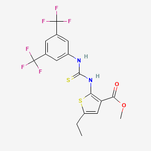 molecular formula C17H14F6N2O2S2 B3526553 methyl 2-[({[3,5-bis(trifluoromethyl)phenyl]amino}carbonothioyl)amino]-5-ethyl-3-thiophenecarboxylate 