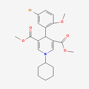 molecular formula C22H26BrNO5 B3526622 dimethyl 4-(5-bromo-2-methoxyphenyl)-1-cyclohexyl-1,4-dihydro-3,5-pyridinedicarboxylate 