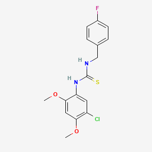 molecular formula C16H16ClFN2O2S B3526644 N-(5-chloro-2,4-dimethoxyphenyl)-N'-(4-fluorobenzyl)thiourea 