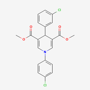 molecular formula C21H17Cl2NO4 B3526707 dimethyl 4-(3-chlorophenyl)-1-(4-chlorophenyl)-1,4-dihydro-3,5-pyridinedicarboxylate 