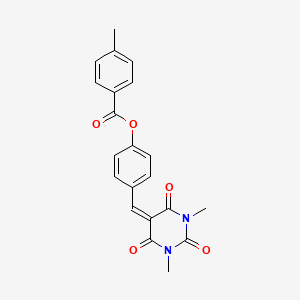 molecular formula C21H18N2O5 B3526778 [4-[(1,3-Dimethyl-2,4,6-trioxo-1,3-diazinan-5-ylidene)methyl]phenyl] 4-methylbenzoate 