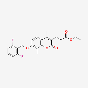 molecular formula C23H22F2O5 B3526783 ETHYL 3-{7-[(2,6-DIFLUOROPHENYL)METHOXY]-4,8-DIMETHYL-2-OXO-2H-CHROMEN-3-YL}PROPANOATE 