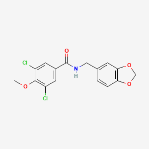 molecular formula C16H13Cl2NO4 B3526792 N-(1,3-benzodioxol-5-ylmethyl)-3,5-dichloro-4-methoxybenzamide 