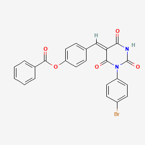 molecular formula C24H15BrN2O5 B3526849 [4-[(Z)-[1-(4-bromophenyl)-2,4,6-trioxo-1,3-diazinan-5-ylidene]methyl]phenyl] benzoate 