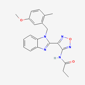 molecular formula C21H21N5O3 B3527039 N-(4-{1-[(5-METHOXY-2-METHYLPHENYL)METHYL]-1H-1,3-BENZODIAZOL-2-YL}-1,2,5-OXADIAZOL-3-YL)PROPANAMIDE 