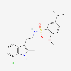 molecular formula C21H25ClN2O3S B3527176 N-[2-(7-chloro-2-methyl-1H-indol-3-yl)ethyl]-2-methoxy-5-(propan-2-yl)benzenesulfonamide 