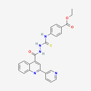 molecular formula C25H21N5O3S B3527219 ethyl 4-{[(2-{[2-(3-pyridinyl)-4-quinolinyl]carbonyl}hydrazino)carbonothioyl]amino}benzoate 