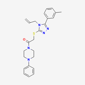 molecular formula C24H27N5OS B3527242 2-{[5-(3-methylphenyl)-4-(prop-2-en-1-yl)-4H-1,2,4-triazol-3-yl]sulfanyl}-1-(4-phenylpiperazin-1-yl)ethanone 