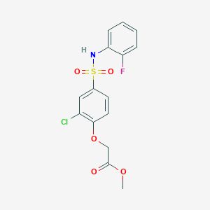 molecular formula C15H13ClFNO5S B3527252 Methyl 2-[2-chloro-4-[(2-fluorophenyl)sulfamoyl]phenoxy]acetate 