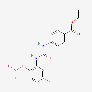 molecular formula C18H18F2N2O4 B3527319 ETHYL 4-({[2-(DIFLUOROMETHOXY)-5-METHYLANILINO]CARBONYL}AMINO)BENZOATE 