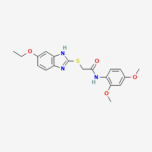 molecular formula C19H21N3O4S B3527468 N~1~-(2,4-DIMETHOXYPHENYL)-2-[(5-ETHOXY-1H-1,3-BENZIMIDAZOL-2-YL)SULFANYL]ACETAMIDE 