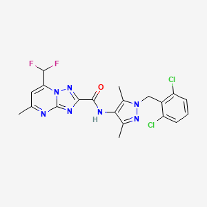 molecular formula C20H17Cl2F2N7O B3527491 N-[1-(2,6-dichlorobenzyl)-3,5-dimethyl-1H-pyrazol-4-yl]-7-(difluoromethyl)-5-methyl[1,2,4]triazolo[1,5-a]pyrimidine-2-carboxamide 