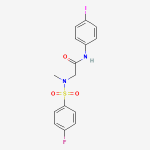 molecular formula C15H14FIN2O3S B3527550 N~2~-[(4-fluorophenyl)sulfonyl]-N-(4-iodophenyl)-N~2~-methylglycinamide 