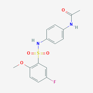 molecular formula C15H15FN2O4S B352778 N-(4-{[(5-fluoro-2-methoxyphenyl)sulfonyl]amino}phenyl)acetamide CAS No. 873674-08-9